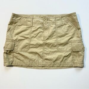 90s Y2K Vintage London Jean Chino Cargo Mini Skirt Sz 8 Khaki Cotton Beige
